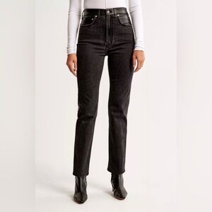 ABERCROMBIE Mixed Fabric Curve Love Ultra High Rise Ankle Straight Jean 34